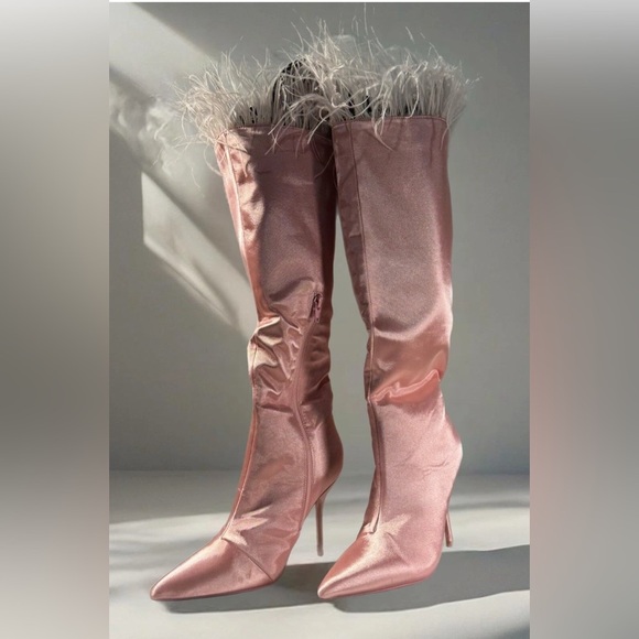 NIB Dolls Kill Public Desire Baddie Knee High Boots in Pink - Picture 1 of 9